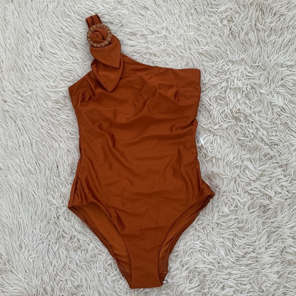 NWT Estelle tie shoulder one piece swimsuit in bronze - Picture 2 of 13